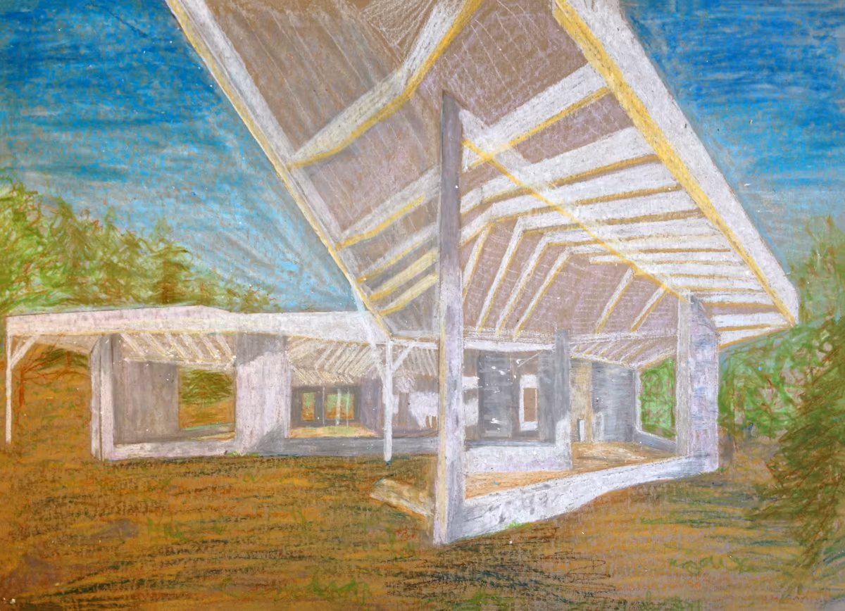 Perspective sketch of the Bahá’í House of Worship proposal.