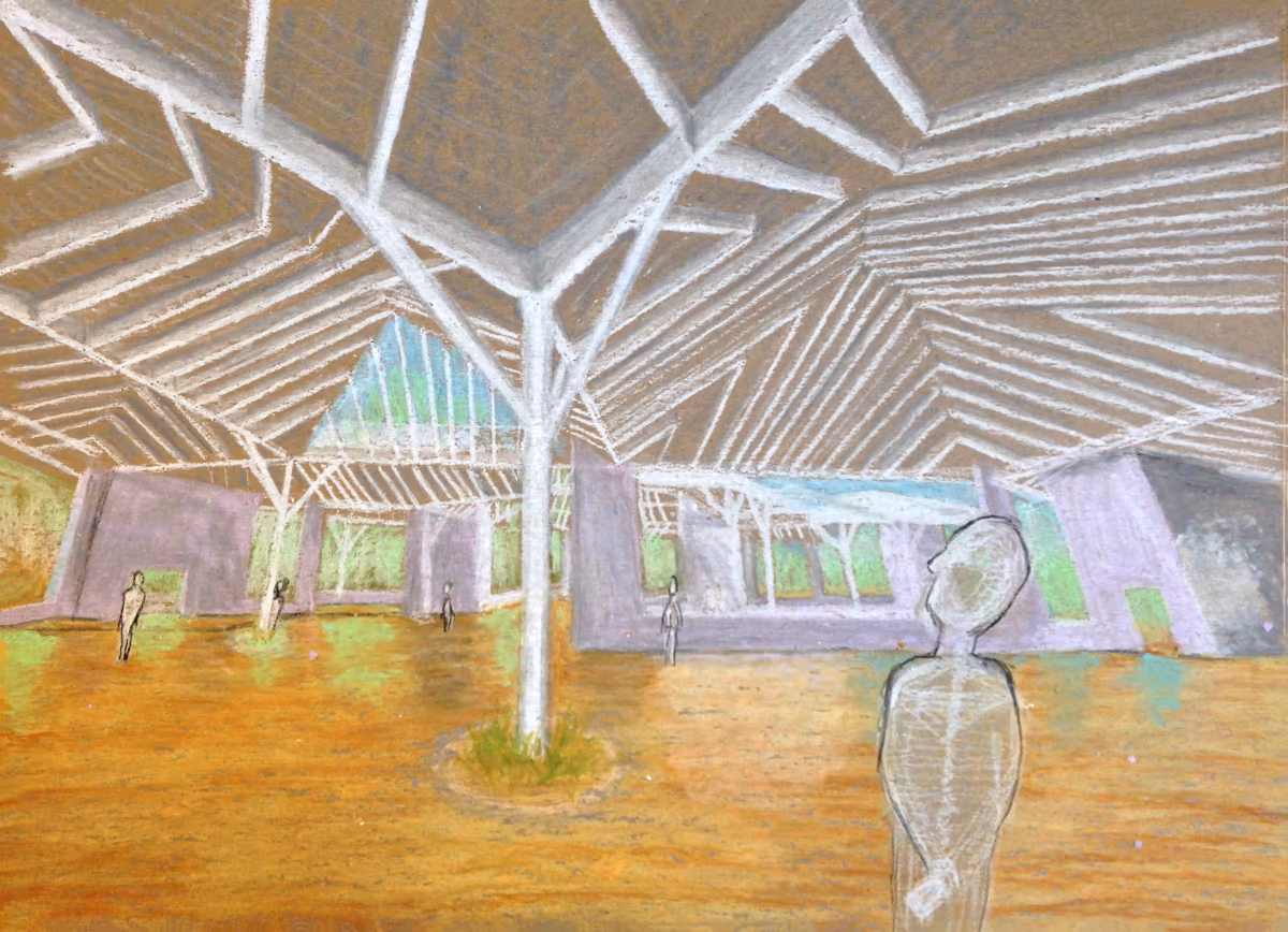 Perspective sketch of the Bahá’í House of Worship proposal.