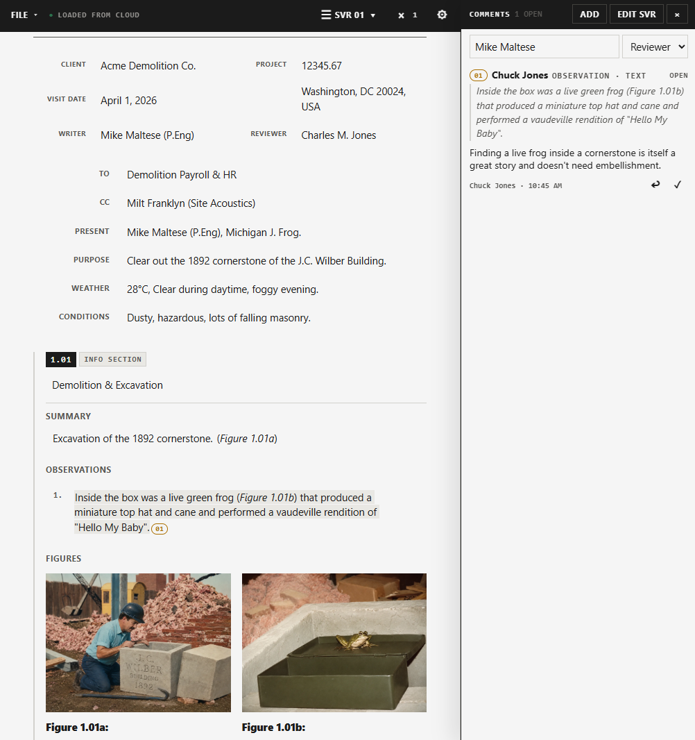 Dashboard view of the application.